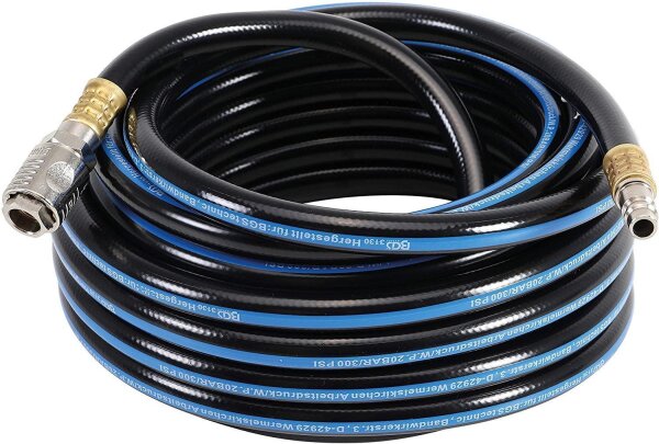 BGS Kabinenschlauch antistatisch 10 m mit Sicherheitskupplung blau